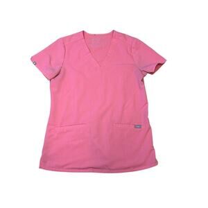 Figs Casma Three-Pocket Scrub Top (NEON PINK)